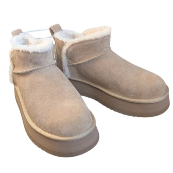 UGG Koolaburra Mini Platform Boots Size 9 UGG Ultra Mini Sand Light Beige Tan - Picture 2 of 8